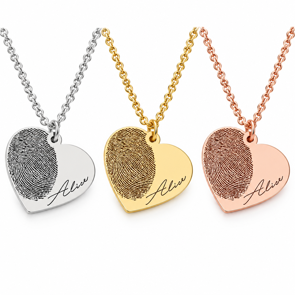 Collier cœur empreinte 3 variantes argent or et or rose – bijou Kylara