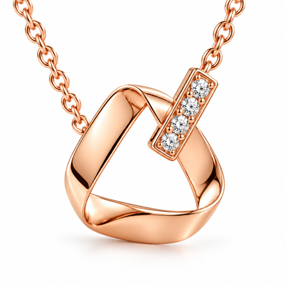 Collier anneau Mobius or rose zircon, packshot fond blanc – Kylara