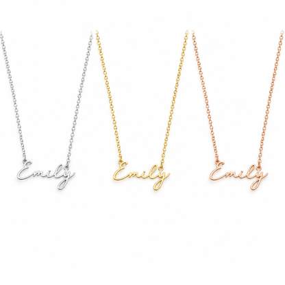 Collier prénom cursive 3 variantes argent or et or rose – bijou personnalisé Kylara
