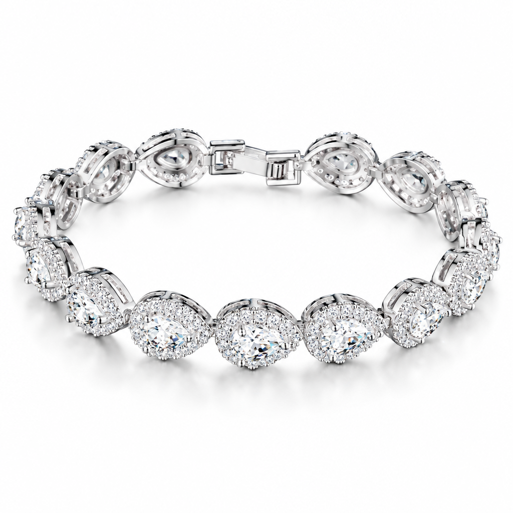 Bracelet jonc cœurs diamants blancs zircon argent – variante white, Kylara