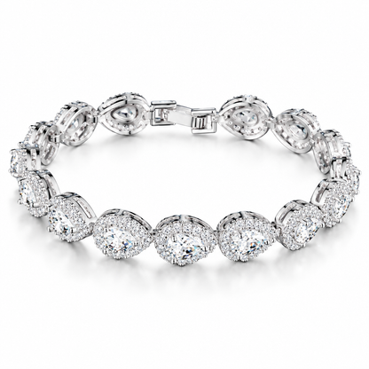 Bracelet jonc cœurs diamants blancs zircon argent – variante white, Kylara
