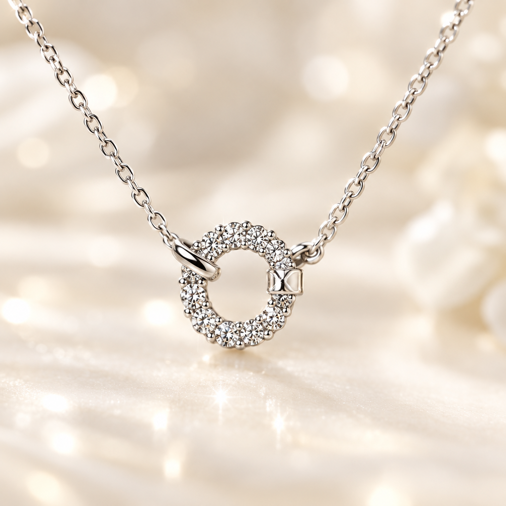 Gros plan pendentif boucle argent S925 – joaillerie Kylara