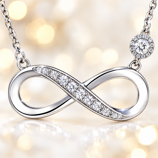 Macro zircons pavés collier infini argent sterling